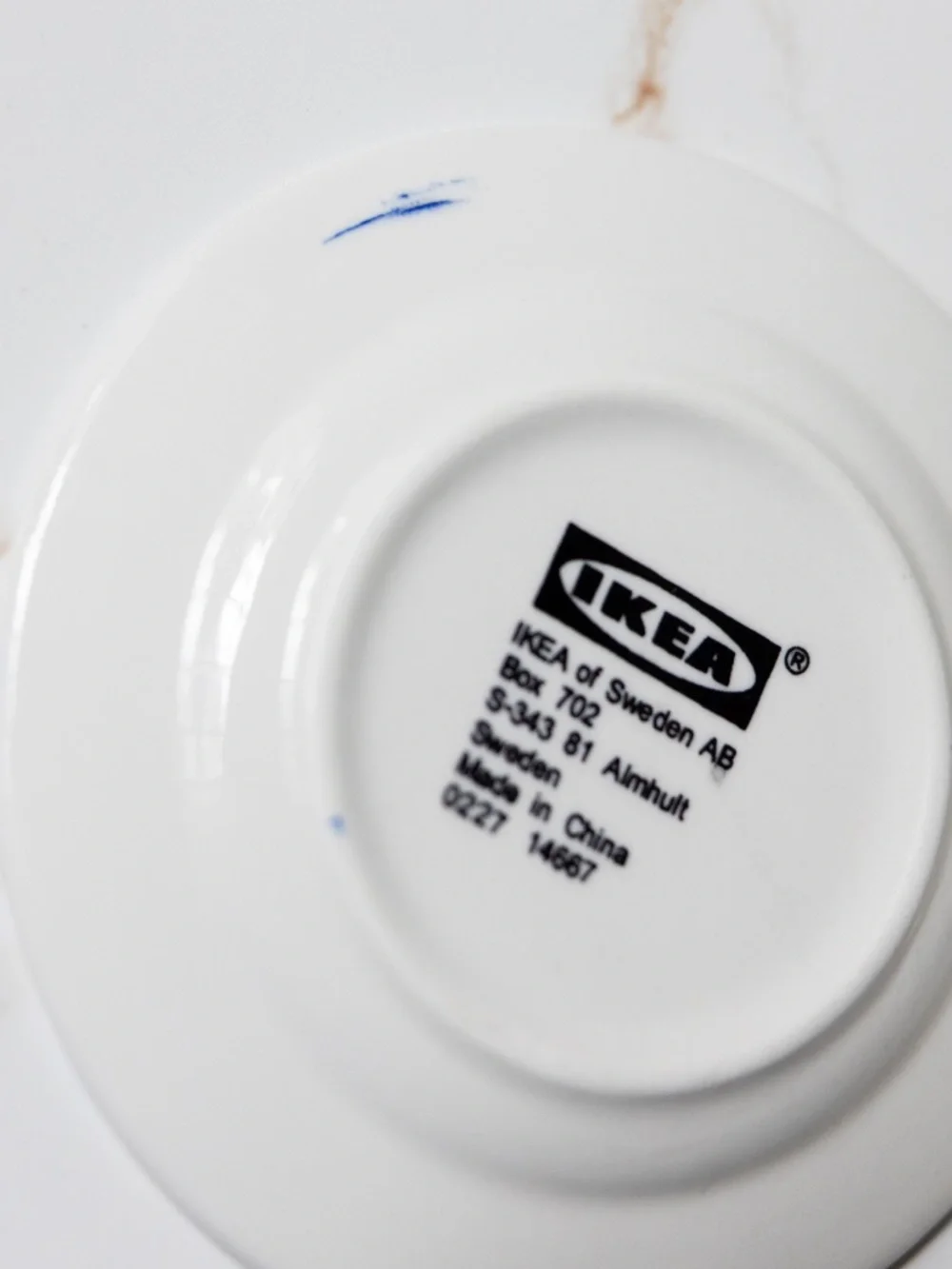 Set of 4 IKEA Almhult blue white small plates 4